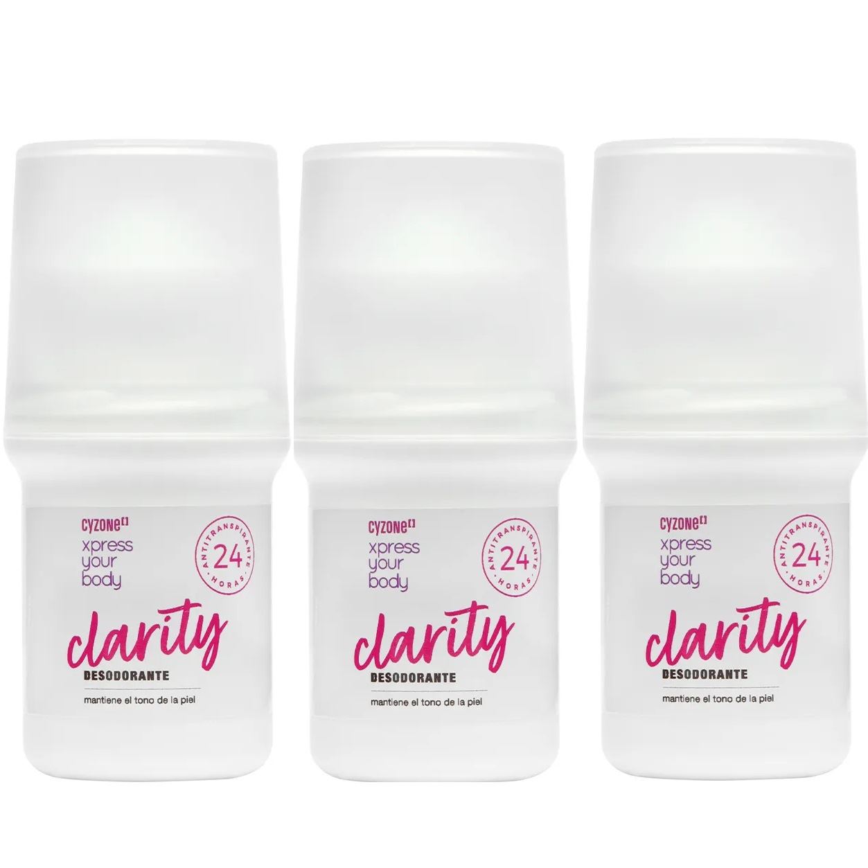 Pack x3 Clarity desodorante roll on de Cyzone 50ml